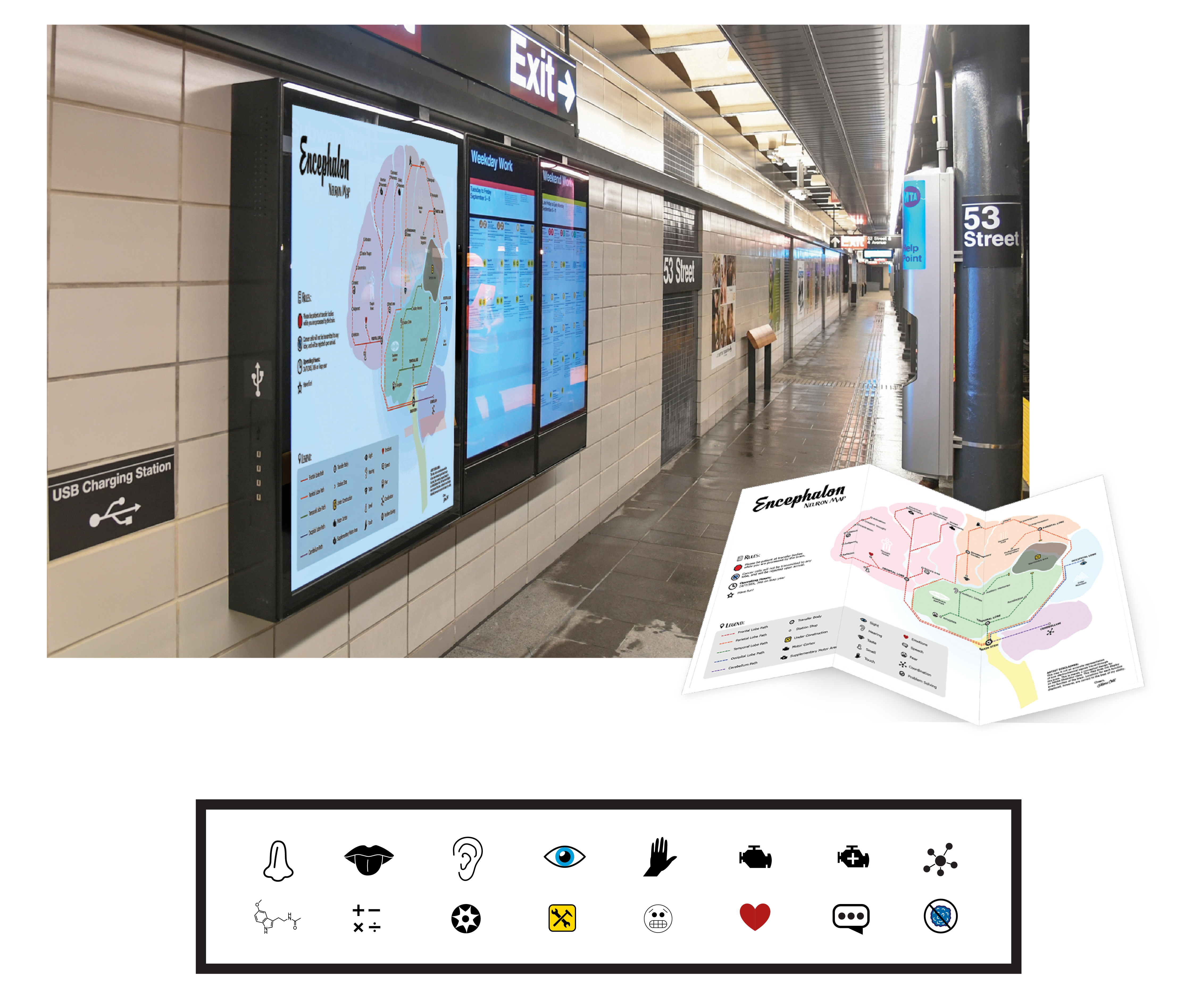 graphic design encephalon neuron terminal map subway illustration application