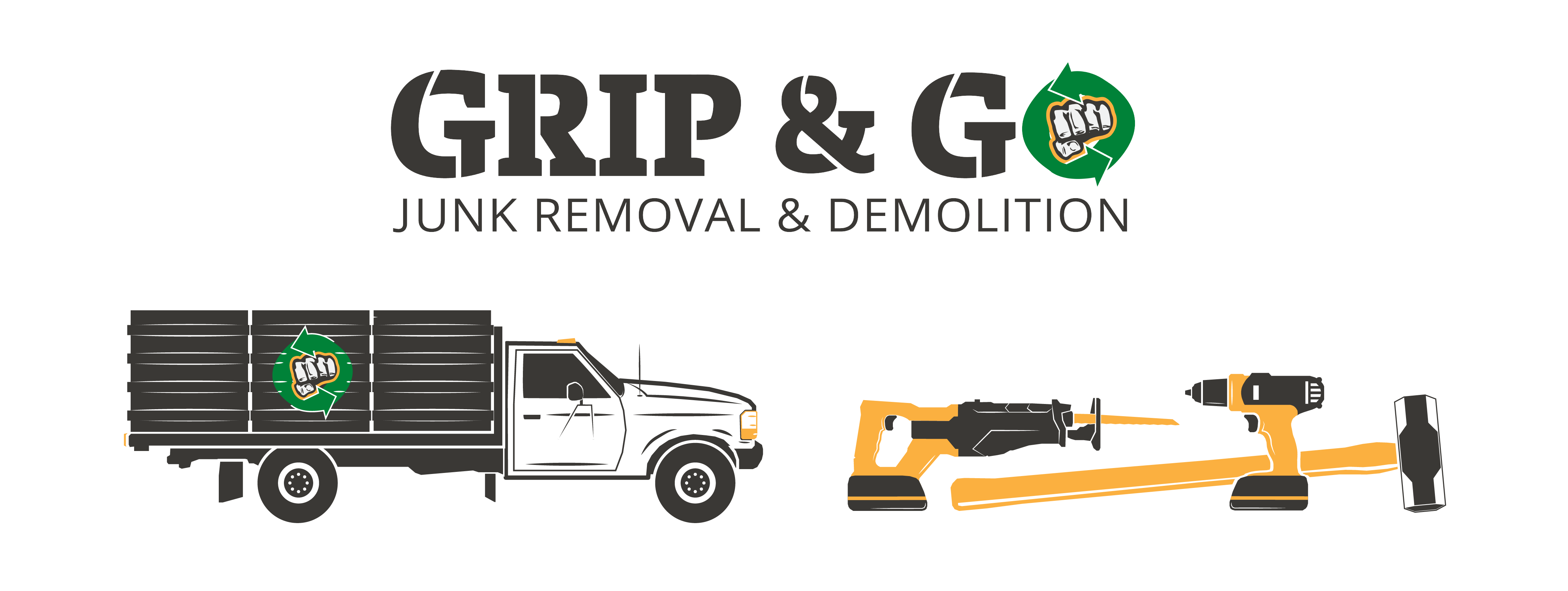 graphic web website design grip and go junk removal demolition